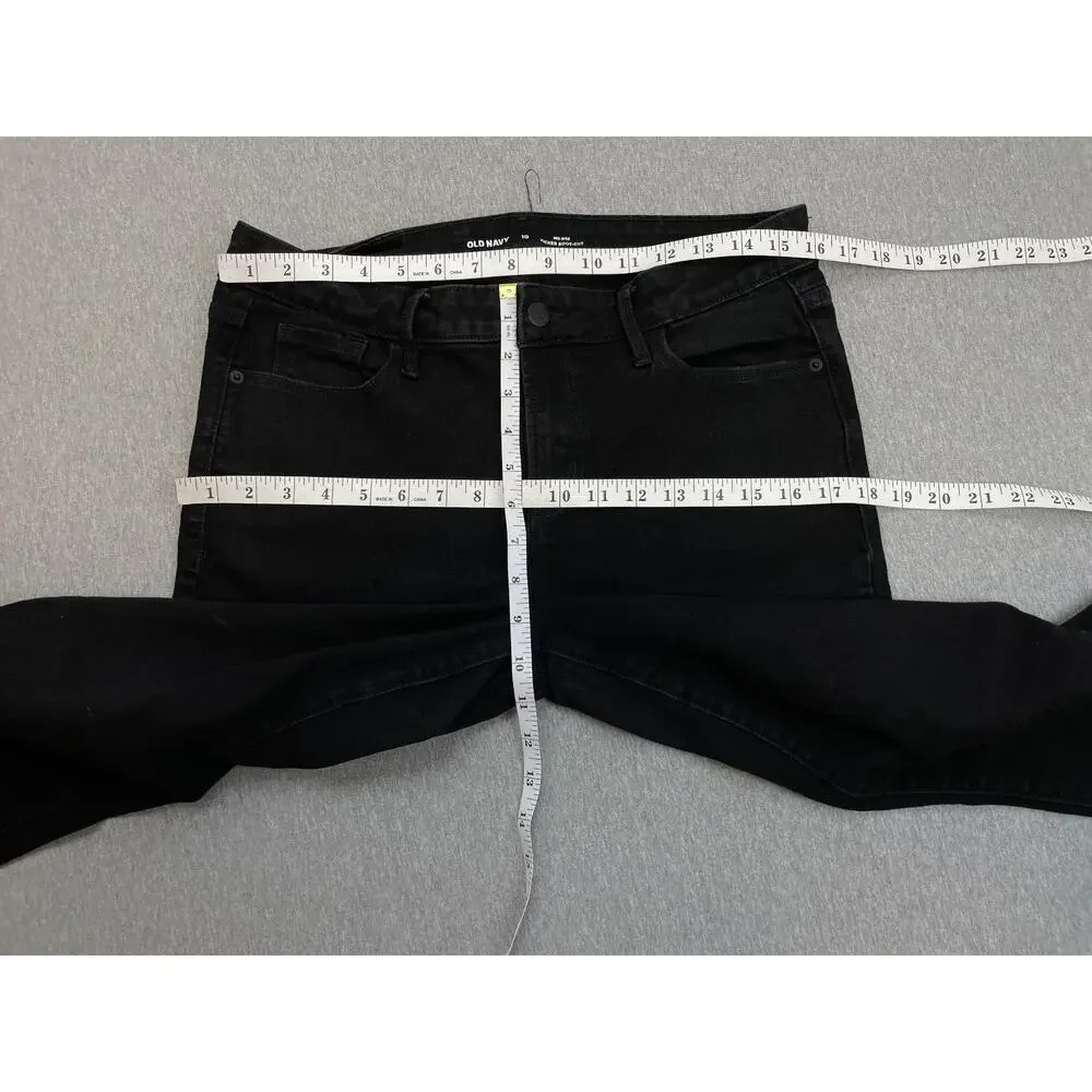 Old Navy Jeans Womens 10 Black Cotton‎ Blend Stretch Mid-Rise Kicker Bootcut Leg